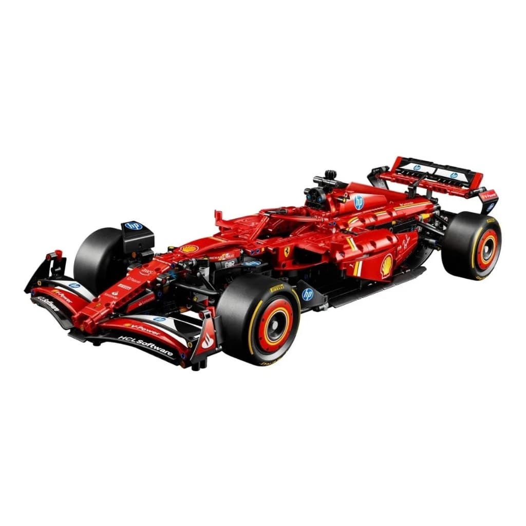 Blocos de Montar Carro F1 Estilo Ferrari SF-24 F1 Escala 1:8 | 1.362 Peças com suporte de Parede