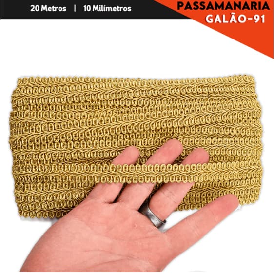 Passamanaria Metalizada  Galão-91 -10mm c/10 metros Ouro e Prata