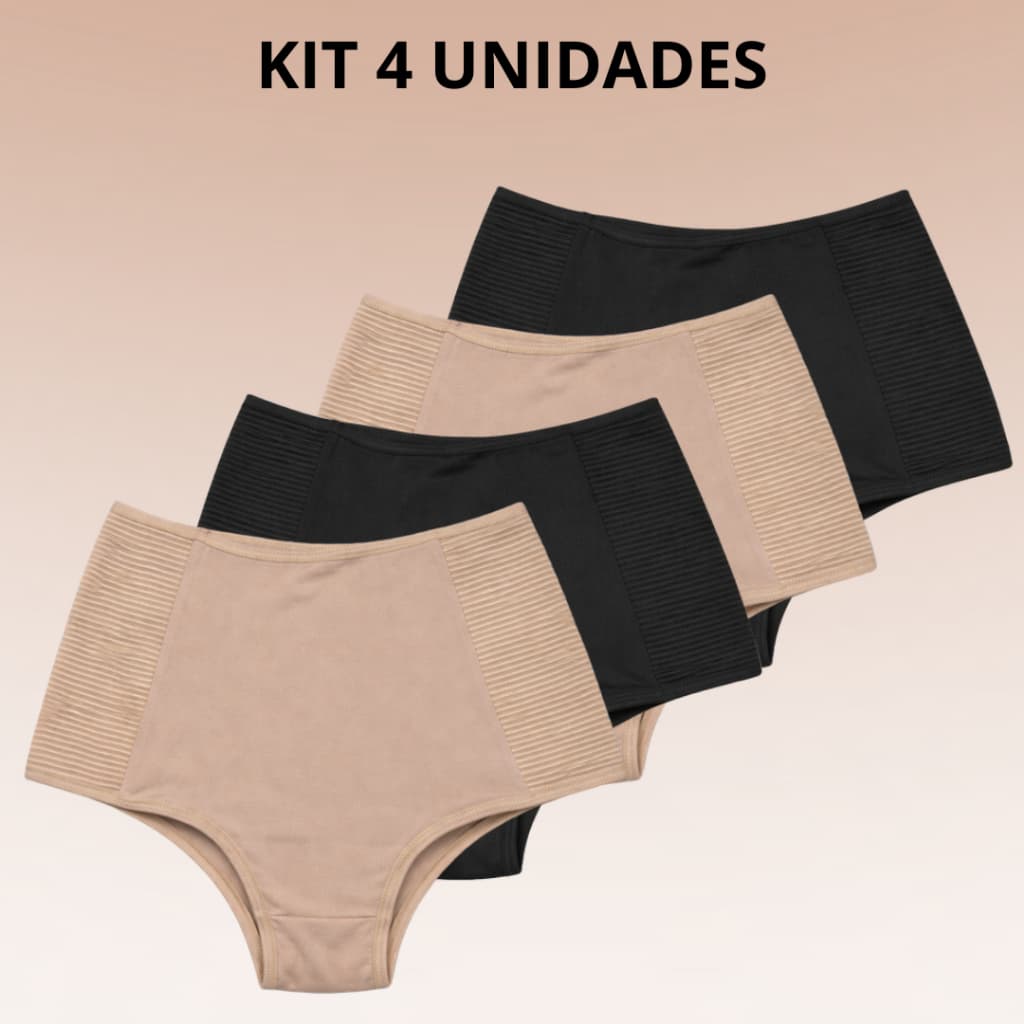 Kit 4 Calcinhas cinta Modeladora Cintura Alta De Compressão Segura Barriga  reduz culote Pós Parto