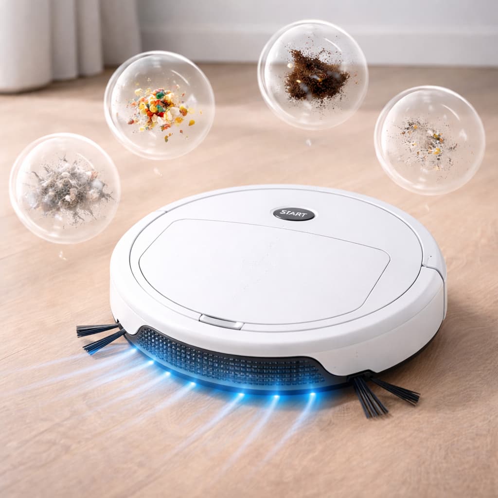 Robô Aspirador De Pó 3 Em 1 Automática  Super Potente Recarregável Silencioso Anticolisão Limpeza Diária 2800Pa