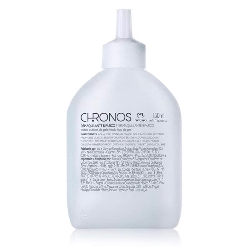 Refil Demaquilante Bifásico Natura Chronos 150ml Original