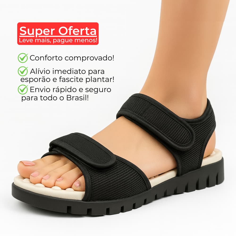 Sandália Feminina Ortopédica Papete Anatômica Massageadora Confortável Leve Macia Casual