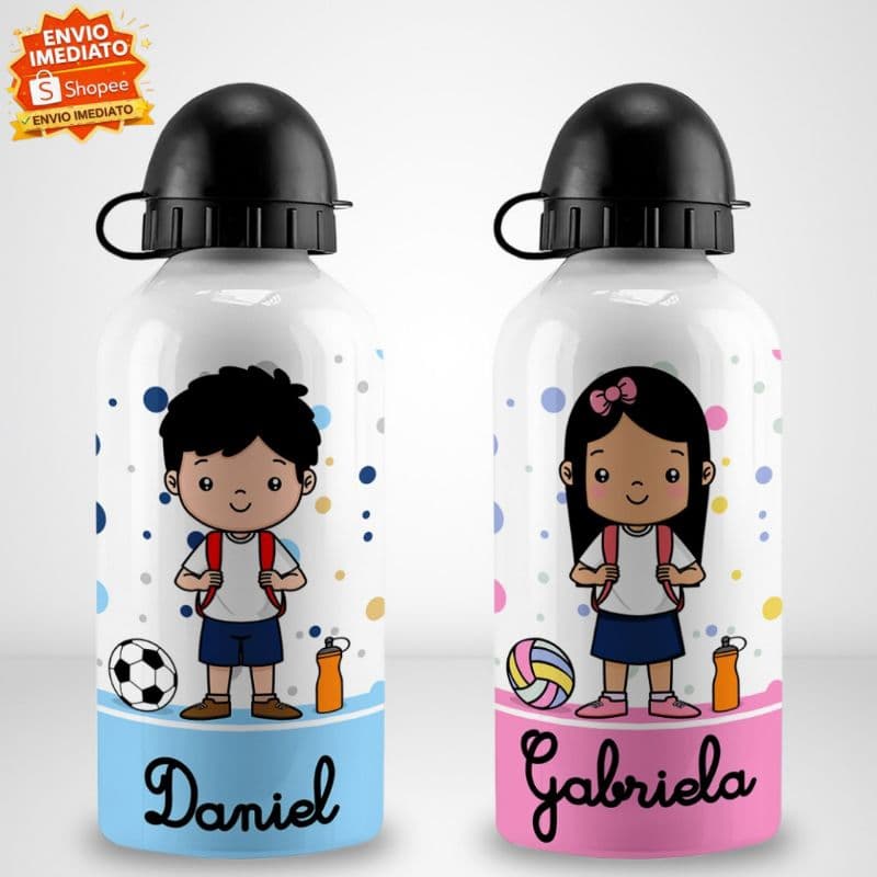 Squeeze Personalizada com Nome | Garrafa Alumínio 500ml | Presente Personalizado