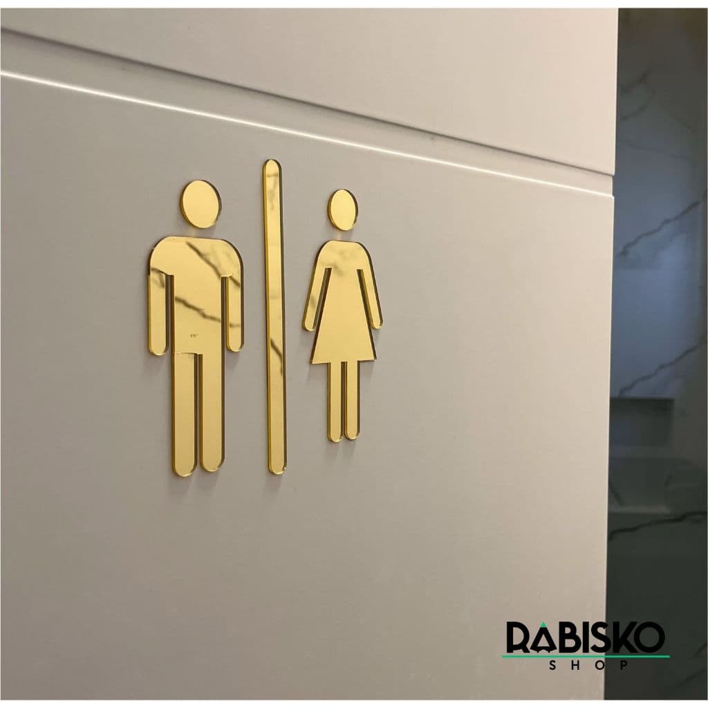 Placa de Sinalização Banheiro Acrílico Espelhado