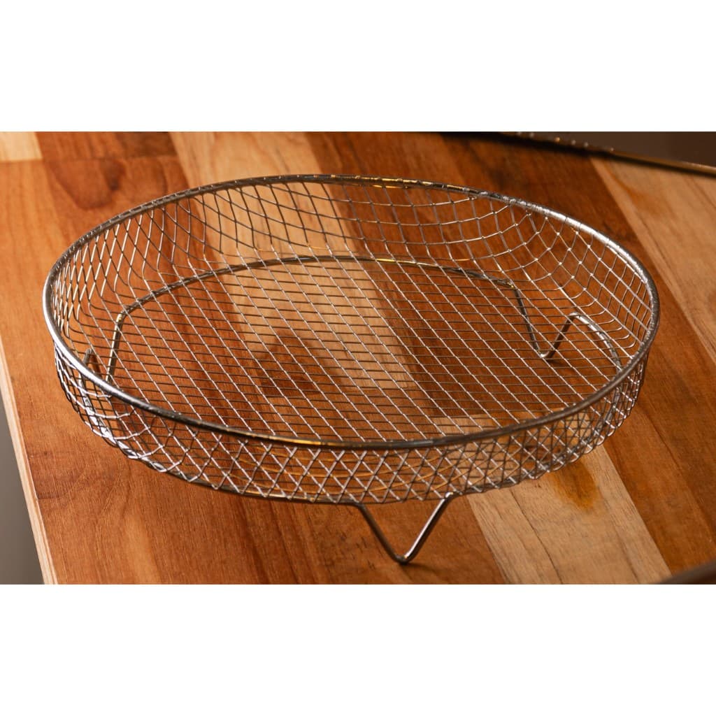 Wolff Suporte Redondo de Aço Inox Empilhável para Air Fryer 19,5cm x 19,5cm x 4,5cm Acabamento Premium e Estilo Único