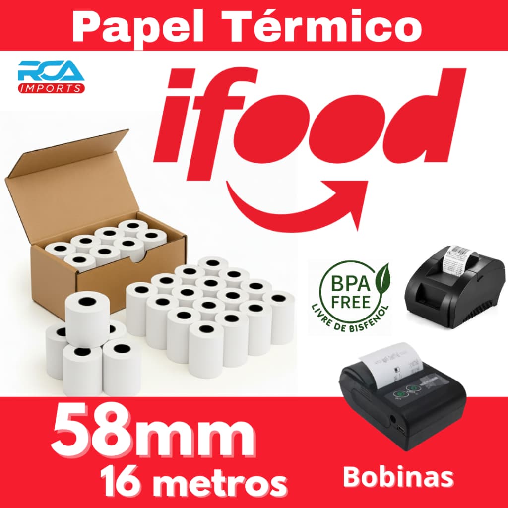 Bobina Delivery mini impressora  témica 58mm tipo iFood