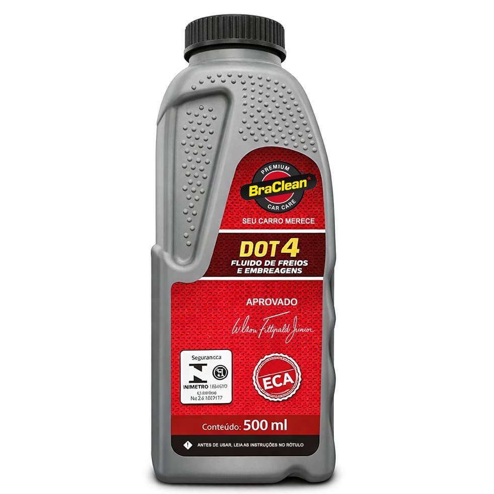 Fluido de Freio DOT 4 500 ml Sistema Hidráulico Estabilidade Térmica e Vedações BraClean
