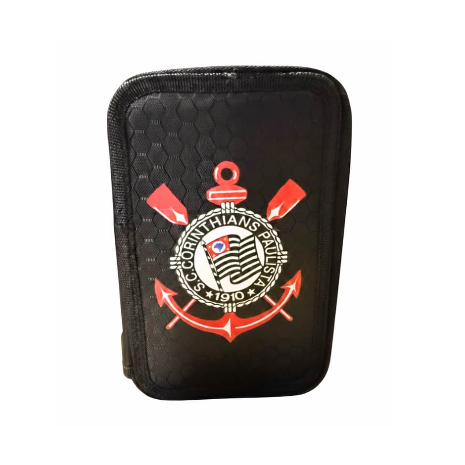 Estojo Escolar Box Corinthians Grande - 4 Zíperes Organizador Timao
