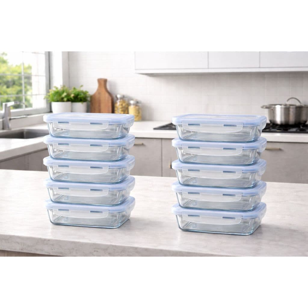 Conjunto 10 Potes de Vidro Marmita Hérmetico 640 ml Organizador de cozinha