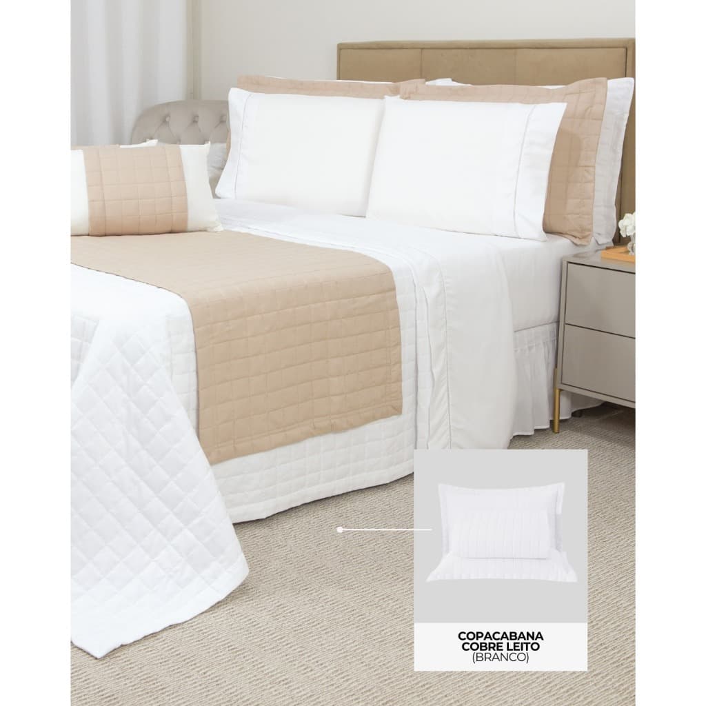 Kit Cama Posta Copacabana Completo 12 Pçs Queen  (Cobre leito+Jg Lençol+Peseira+Porta travesseiro)