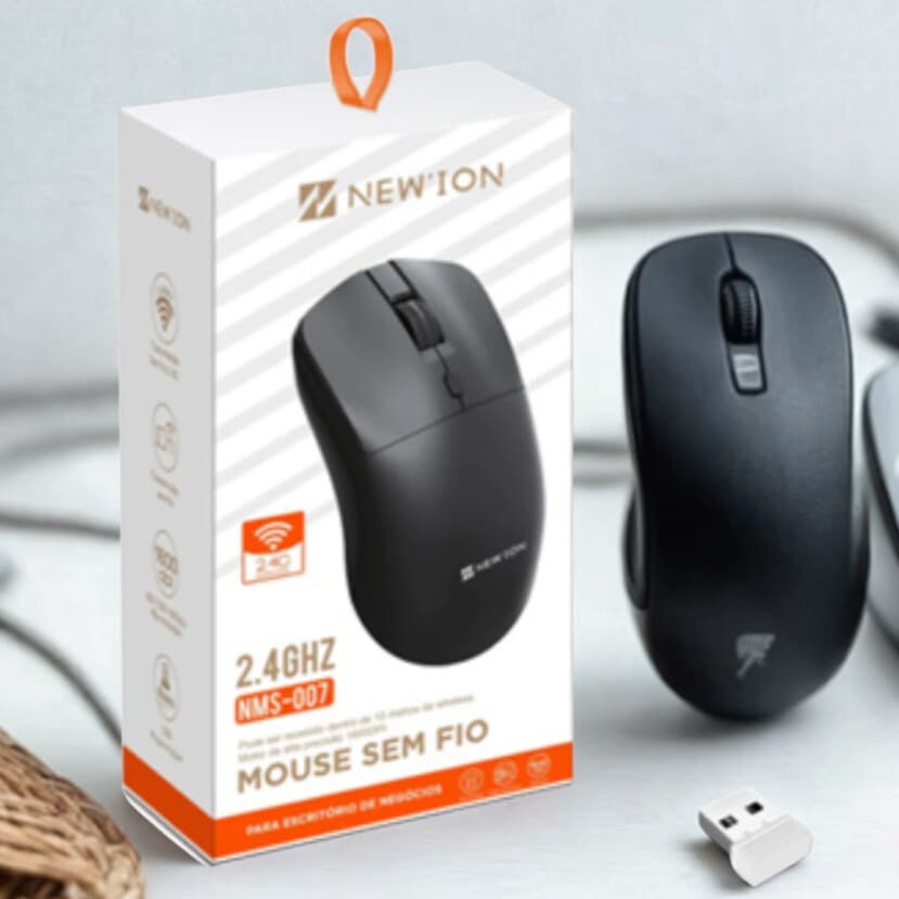 Mouse Sem Fio USB Alta Precisão 2.4GHz Gamer Ergonômico Para Escritório e Notebook – NMS-007 Preto