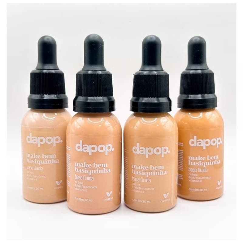 Base Fluida Make Bem Basiquinha Dapop Vegana – Efeito Aveludado, Cobertura Natural, Hidratante