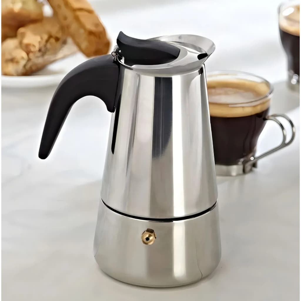 Cafeteira Italiana Inox 6 Xícaras Tipo Moka Fogão Tradicional
