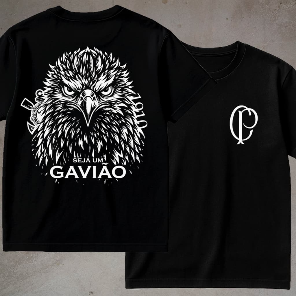 Camiseta Gavião Fiel Masculina Camisa Gaviões 100% Algodão Time Fiel Torcedor Timão CP Corinthians