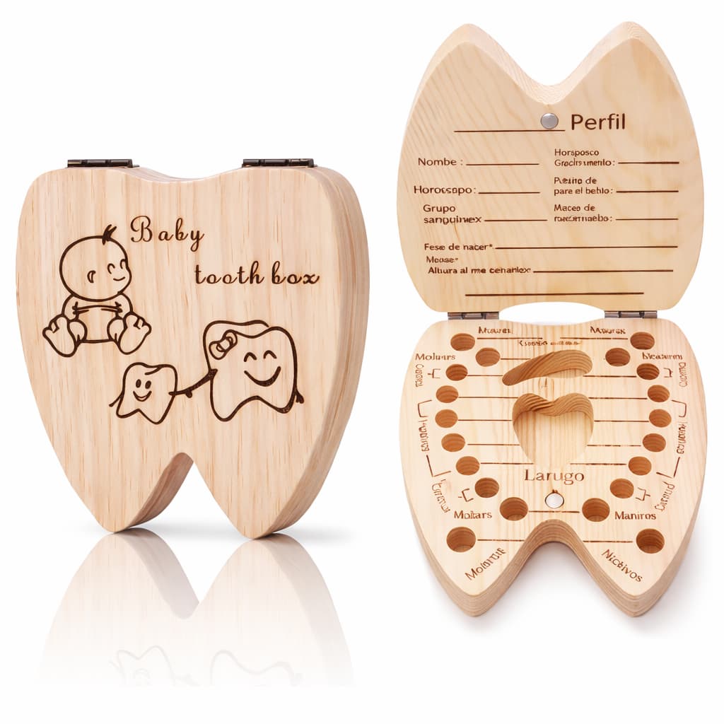 Estojo Porta Dente Leite Caixa Dental Organizadora Infantil em madeira artesanal