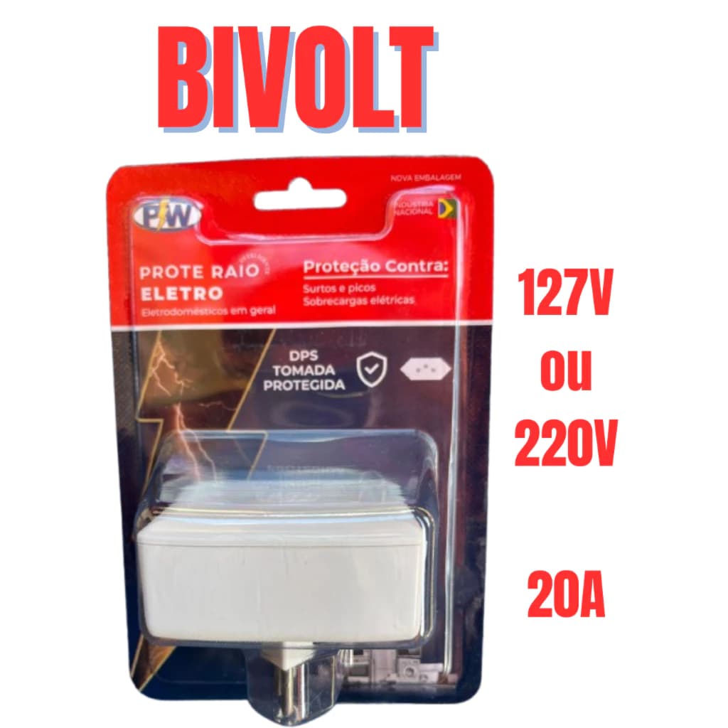 Protetor elétrico ProteRaio Eletro Bivolt 20A Pino Grosso - Microondas - Airfryer