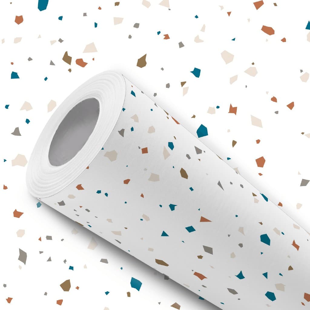 Papel de Parede Vinílico Branco Granilite Colorido Decoração Adesivo Resistente