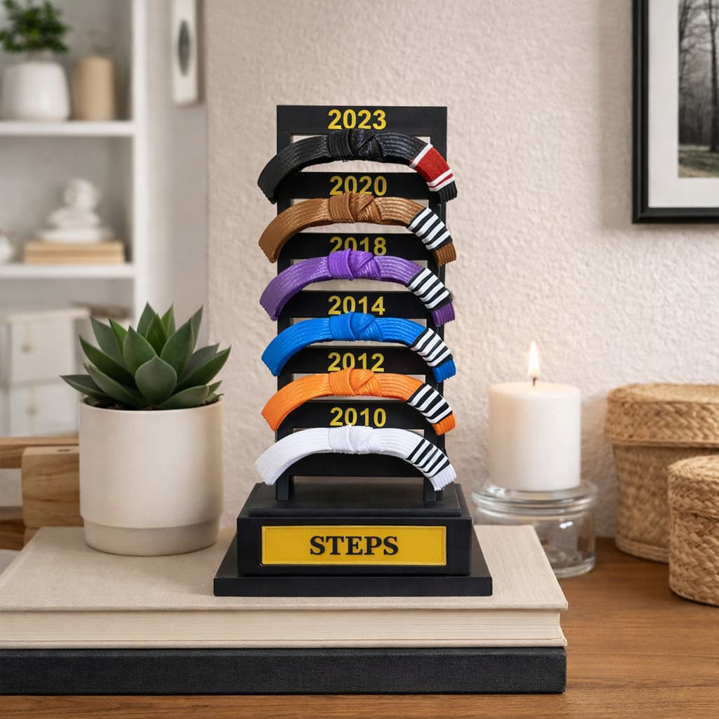 Troféu de faixas personalizável artes marciais Jiu-jítsu judô karatê