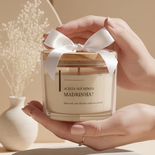 Vela Aromática Convite para Madrinha Casamento Batizado Formatura 100g