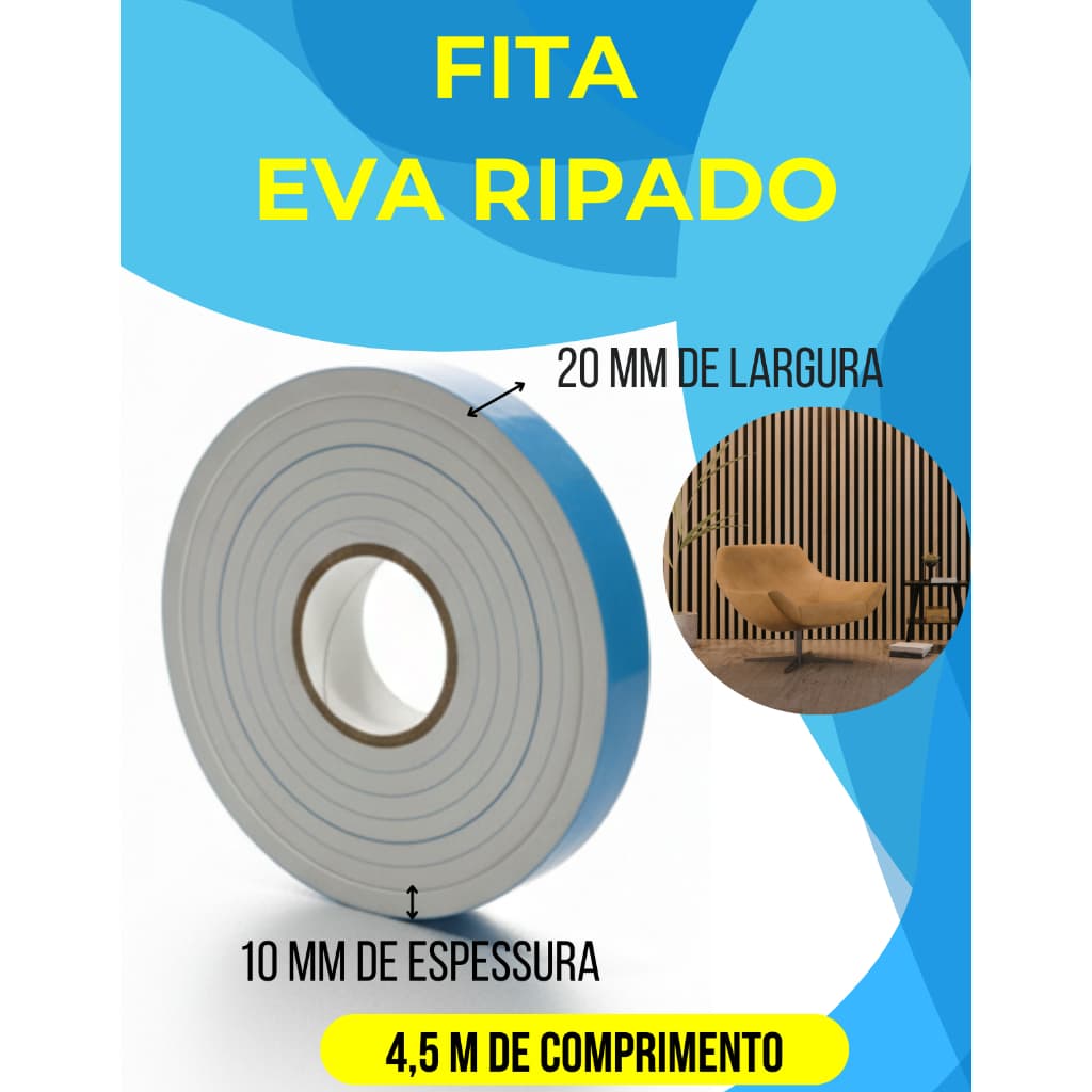 Fita EVA Adesiva Branca para Painel Ripado Decoração e Artesanato  Efeito de Relevo Suporte Led para Espelho