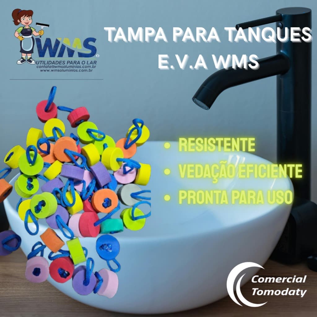 Kit 10 Tampinhas EVA Para Tanques e pias Universal cores sortidas
