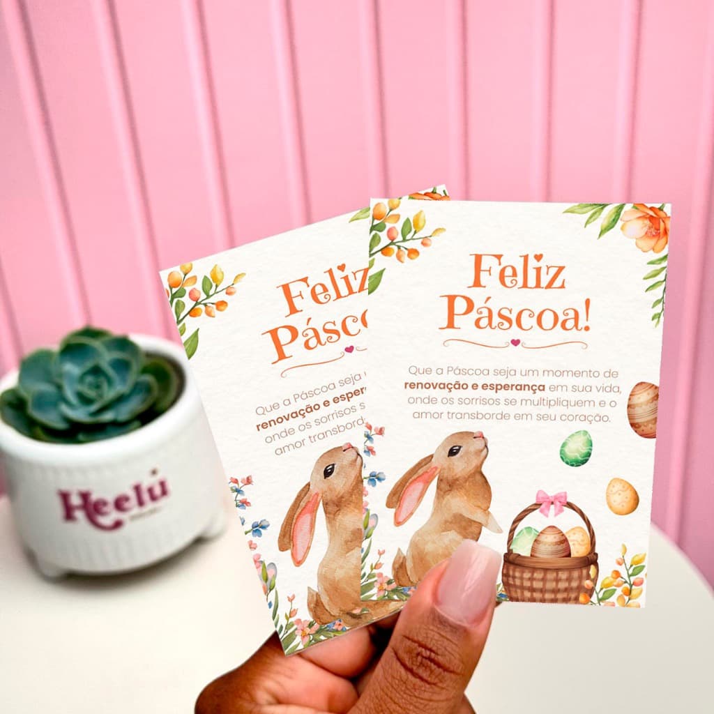 50/100 Folhetos Feliz Páscoa - Seja um momento - Pronta entrega 7x10cm