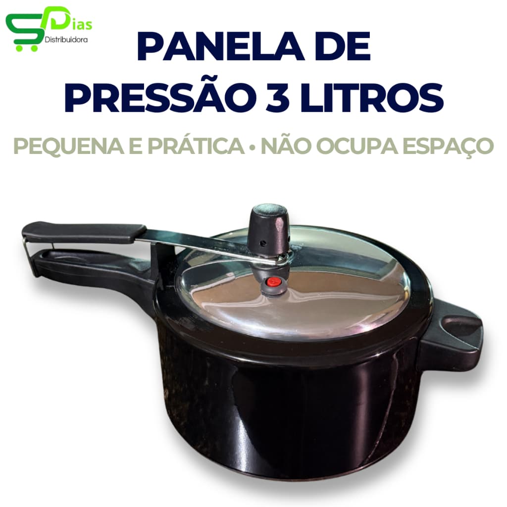 Panela de Pressão 3 Litros Cozinha Rápido no Dia a Dia com Válvula de Segurança