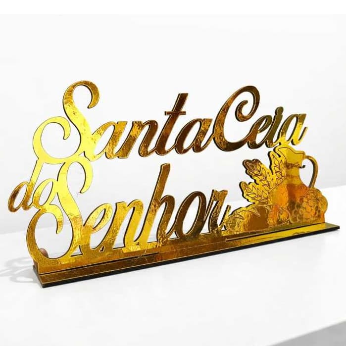 Placa Santa Ceia do Senhor em MDF, decoração para santa ceia, cru, dourada e prata