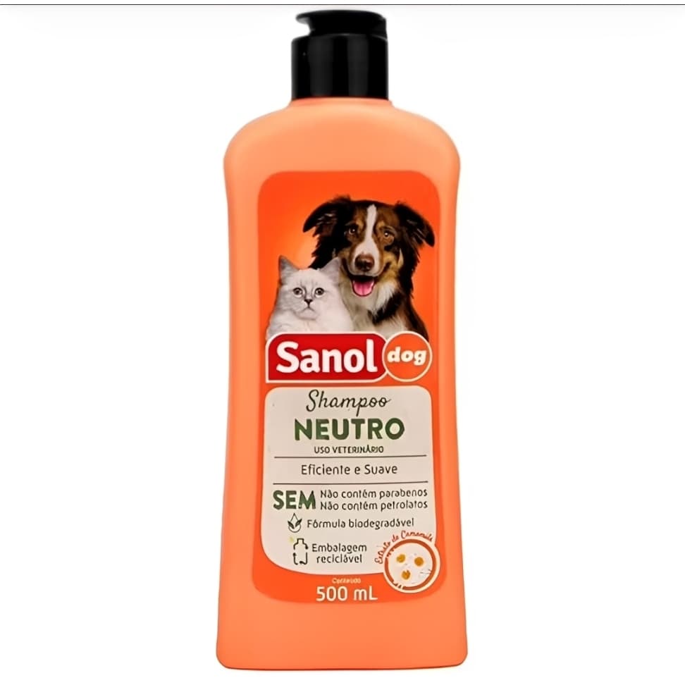 Shampoo Pet Neutro Sanol Dog 500ml Cães e Gatos Sem Parabenos
