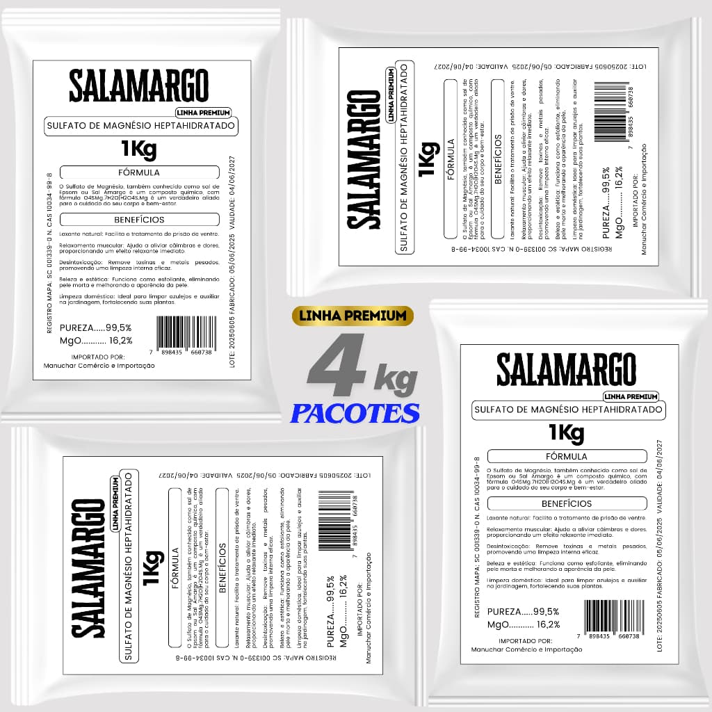 Sulfato De Magnésio, Sal Amargo, Sal Epsom - 4kg Sal Amargo