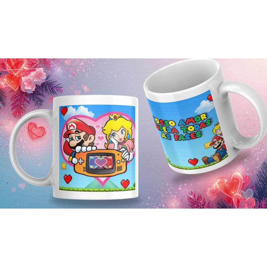 Caneca de casal super mario bros, caneca de namorado, casal
