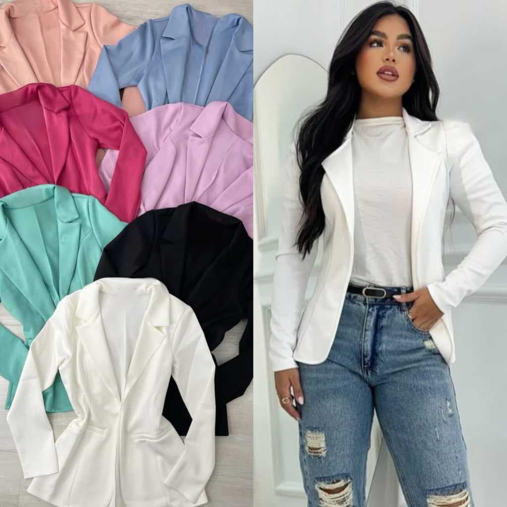Blazer Feminino Alfaiataria Casaquinho Neoprene
