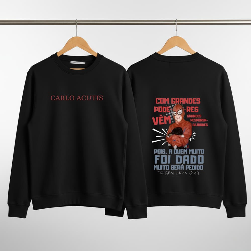 Moletom Careca Blusa de Frio Carlo Lançamento Cristã Católica Religiosa Premium Envio Imediato