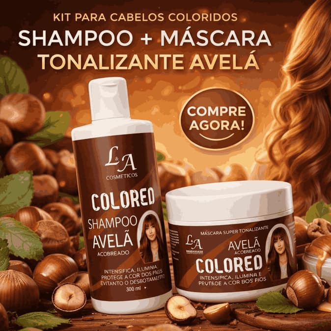 Kit Máscara Avelã S/ Amônia 2x300ml Shampoo E Tonalizante