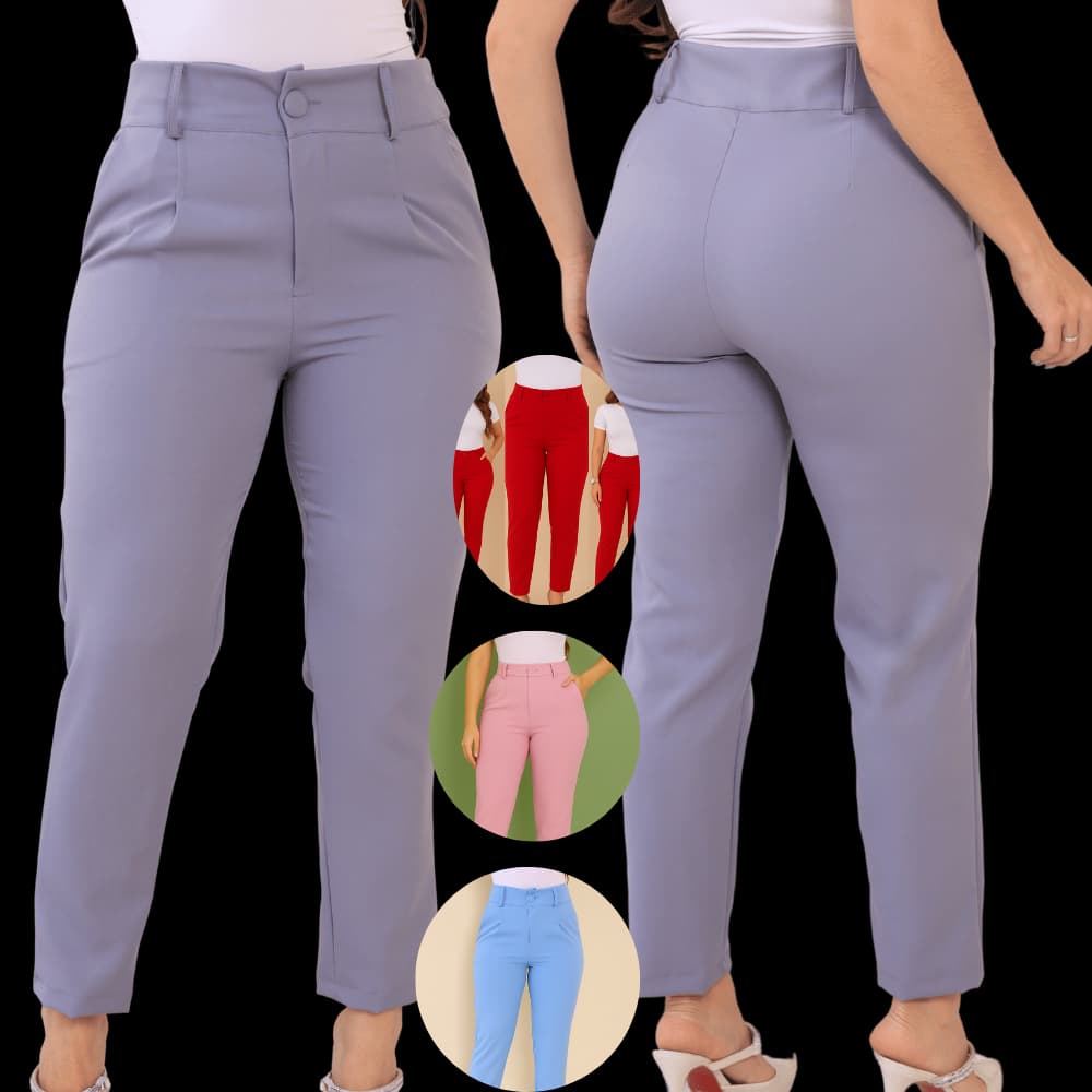 Calza femenina alfaiataria cintura alta premium