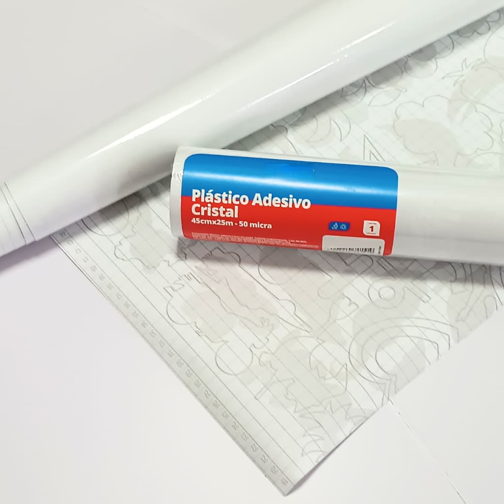 Plastico Adesivo Transparente Cristal 45cm por 10 metros para encapar, proteger