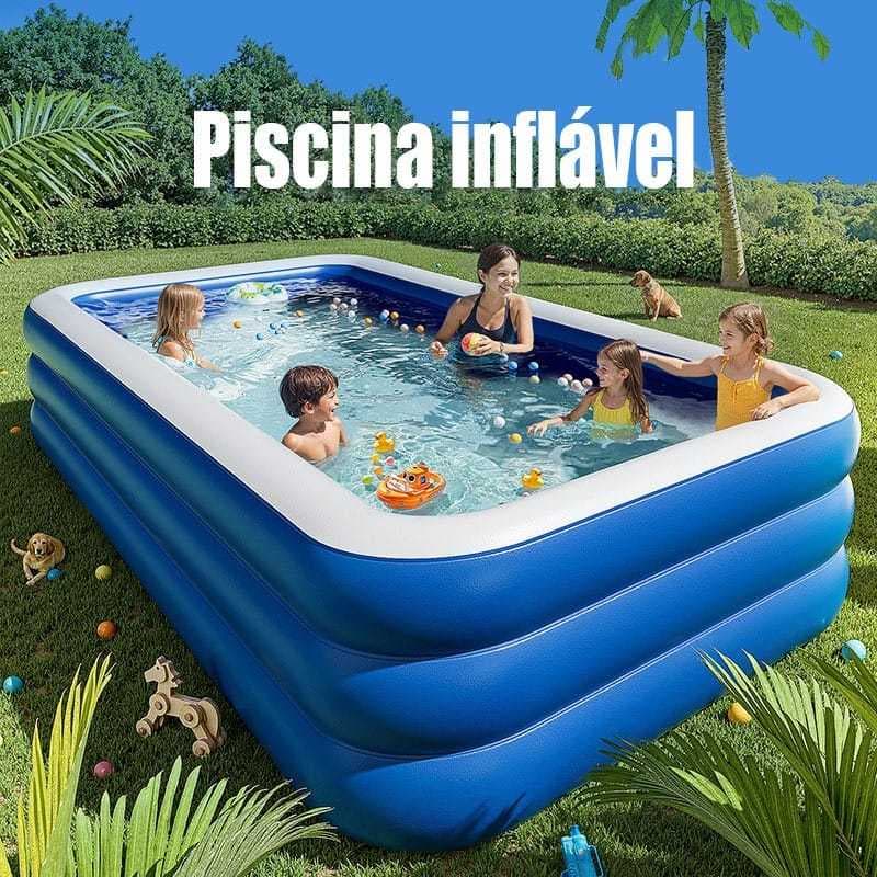 Piscina Inflável Retangular Infantil 3 Anéis 2.6m 1800L  Piscina Inflável Playground Swimming Pool Adulto Piscina Grande