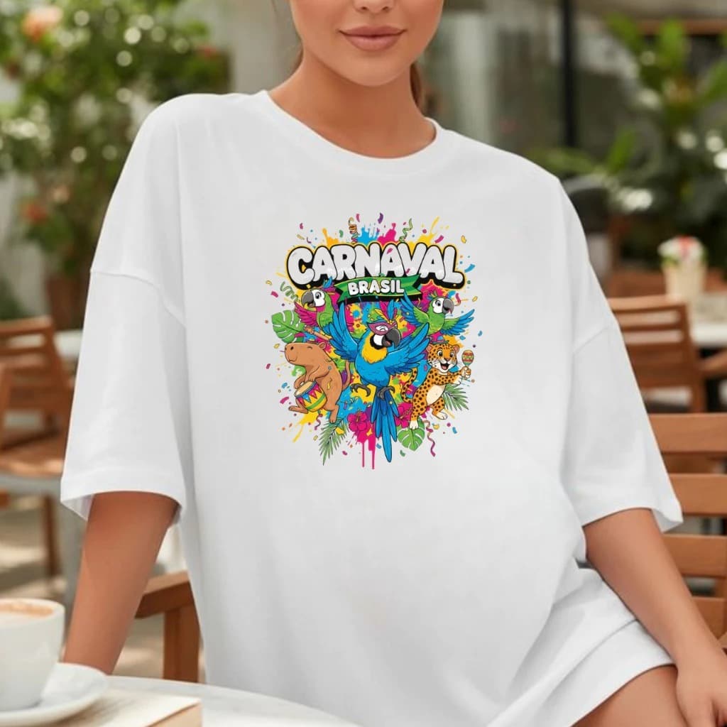 T-shirt feminina Camiseta Gym Academia Treino Blusa Estilosa Branca 100% algodão Verão Carnaval Rio