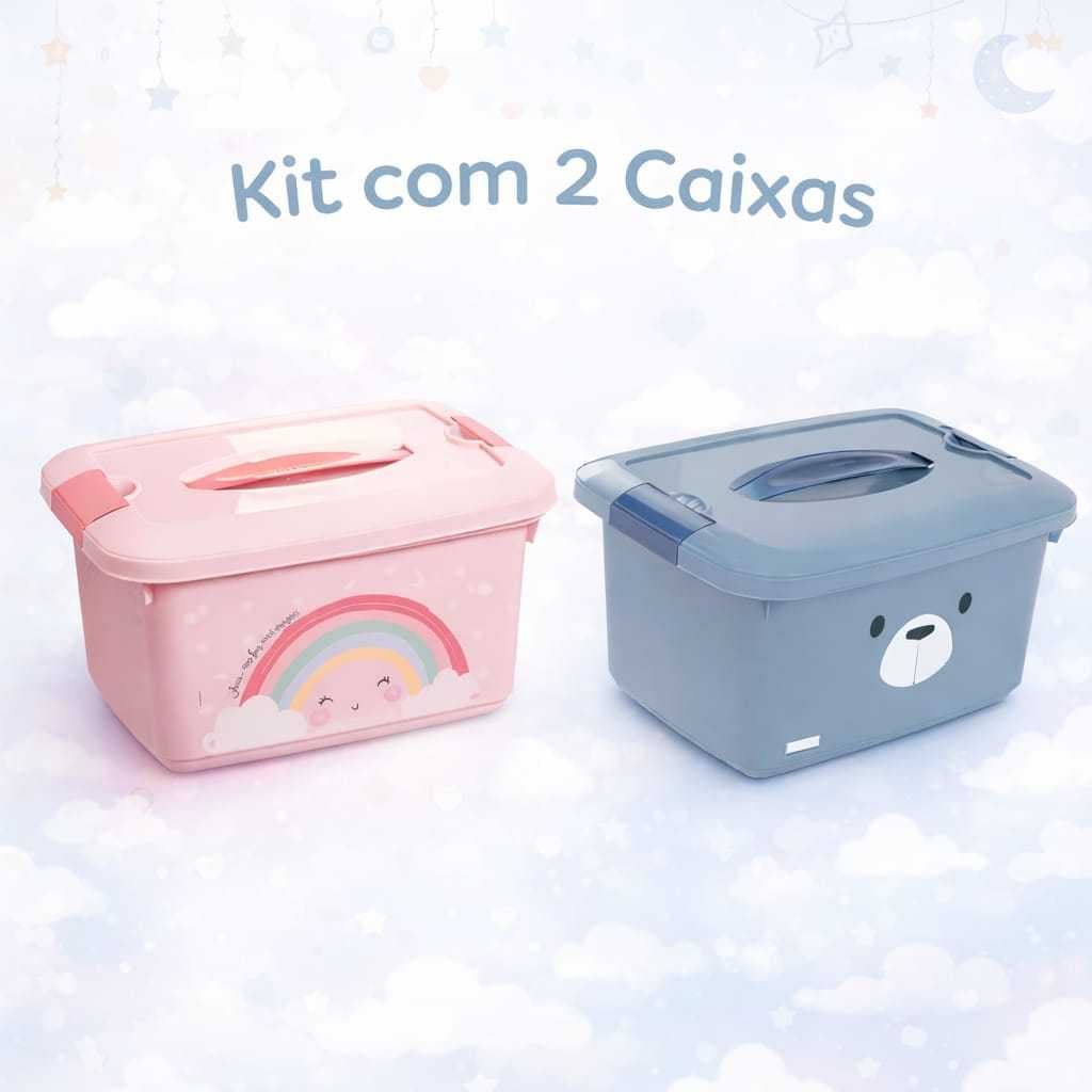 Kit com 2 Box Organizadores Infantis Resistentes com Travas Laterais 5,2 L