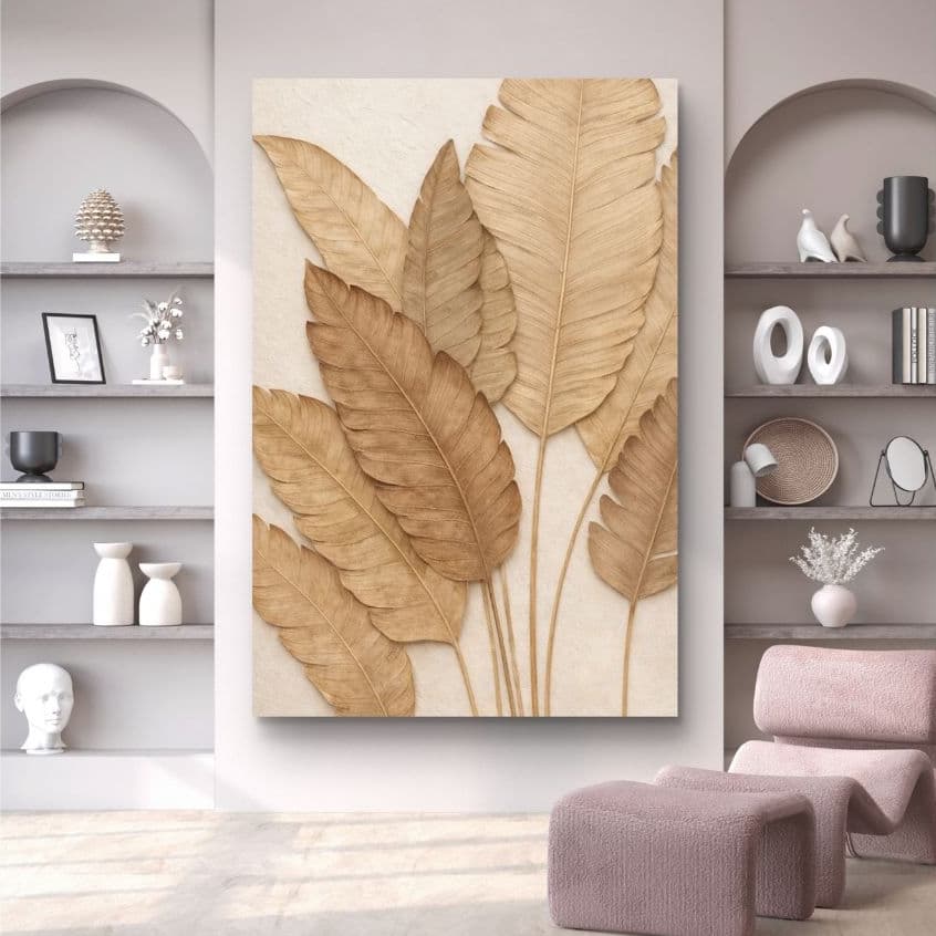Quadro Decorativo Folhagem Clean Grande 110x70cm Decore Quarto Sala Copa Escritórios Hall de Entrada