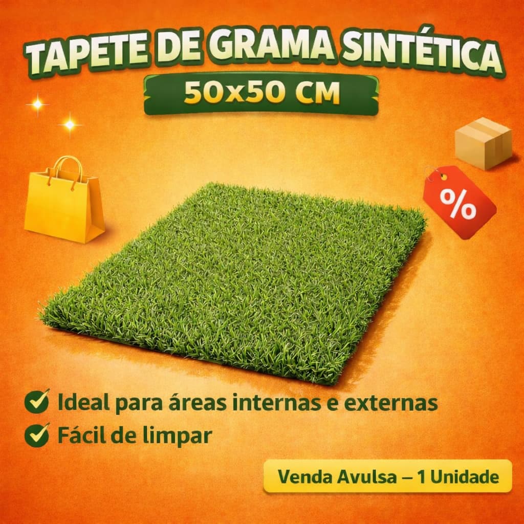 Tapete de Grama Sintética 50x50cm – Ideal para Pet, Fundo Fotográfico e Decoração – Lavável
