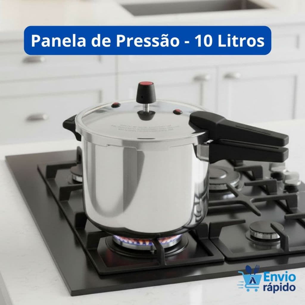 Panela de Pressão 10 Litros Fechamento Externo Alumínio Polido Feijão Feijoada Profissional Cozinha