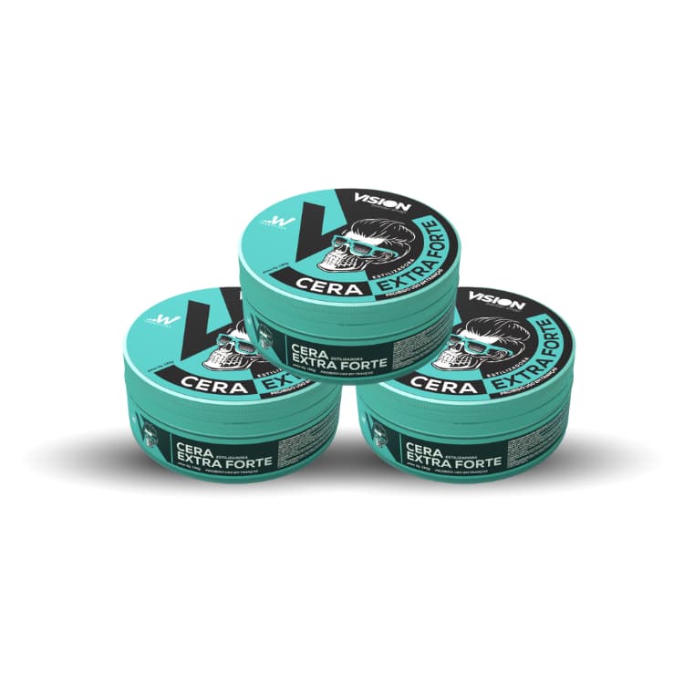 Kit 03 Cera Pomada Modeladora Vision Barber Shop 130g Barba Cabelo Bigode