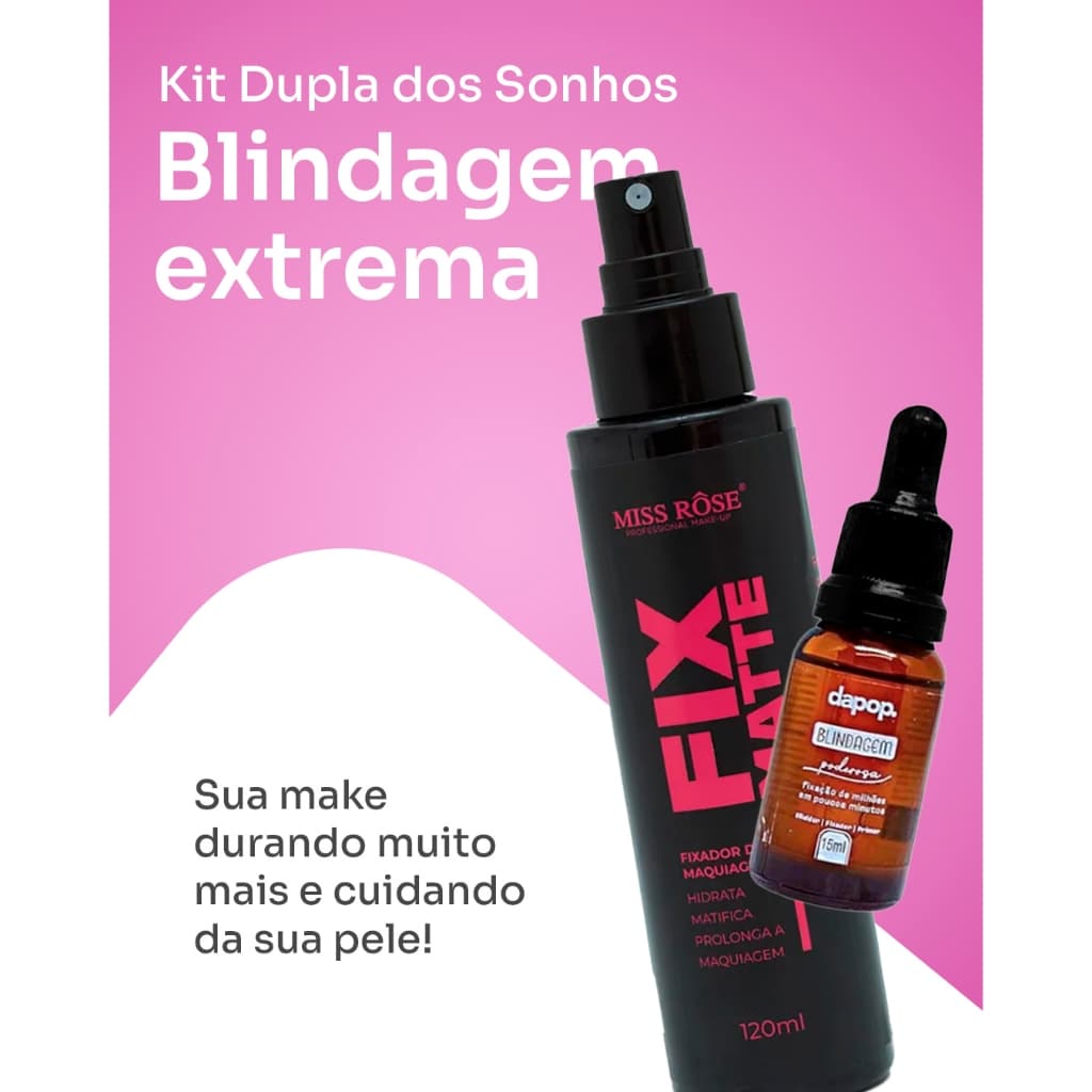 Kit Bruma Fixadora Maquiagem Matte + Blindagem Poderosa Primer Dapop