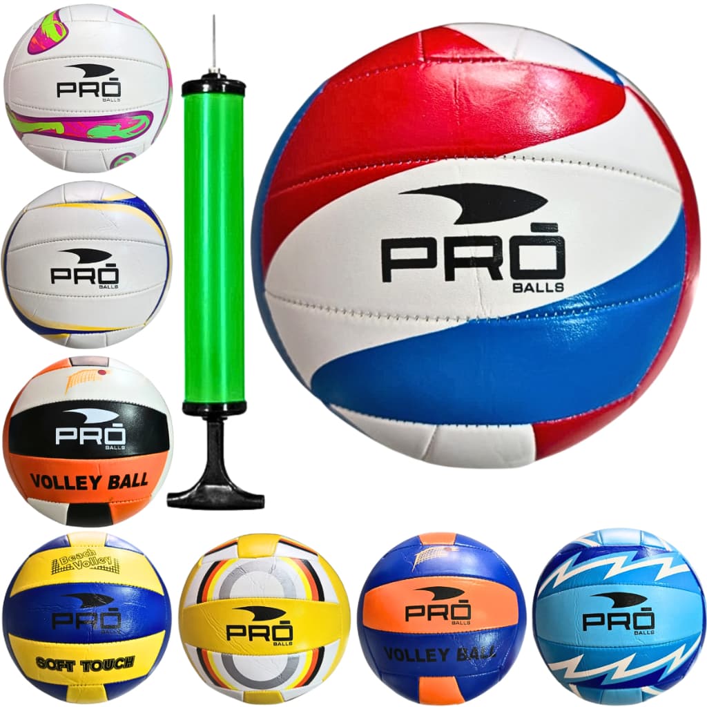 Kit 1 Bola De Vôlei Pró Balls Tamanho 5 + 1 Bomba De Ar Com Bico Aleatorio