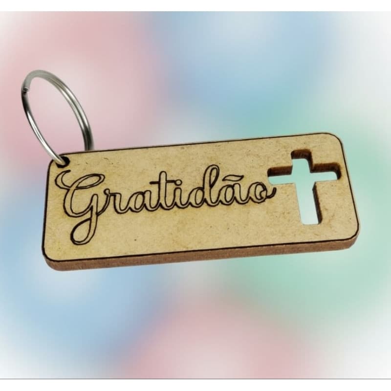 50 Lembrancinha chaveiros MDF Gratidão coração Cruz