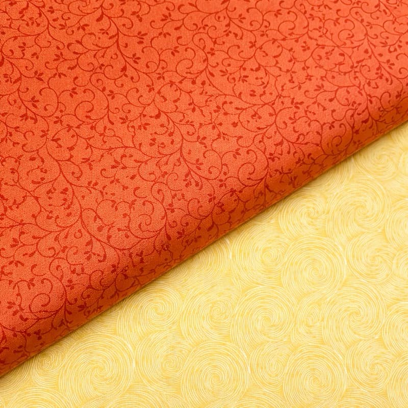 TRICOLINE 100 % ALGODÃO TONS AMARELOS E LARANJAS (50CMX1,50MT) PARA COSTURA CRIATIVA, PATCHWORK E ARTESNATO EM GERAL