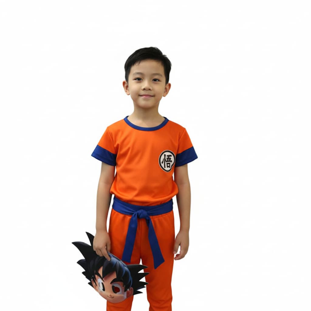 Fantasia Roupa Infantil Goku Com 2 Máscaras Longa