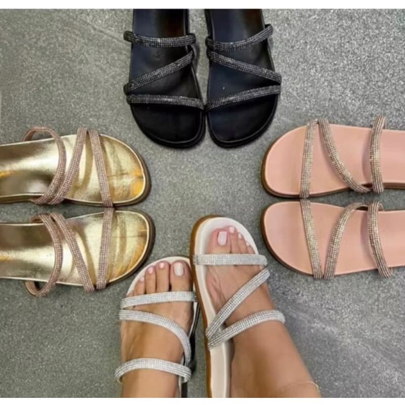 Sandália Birken Papete Blogueira Strass Brilho Lançamento tamanho 41 42