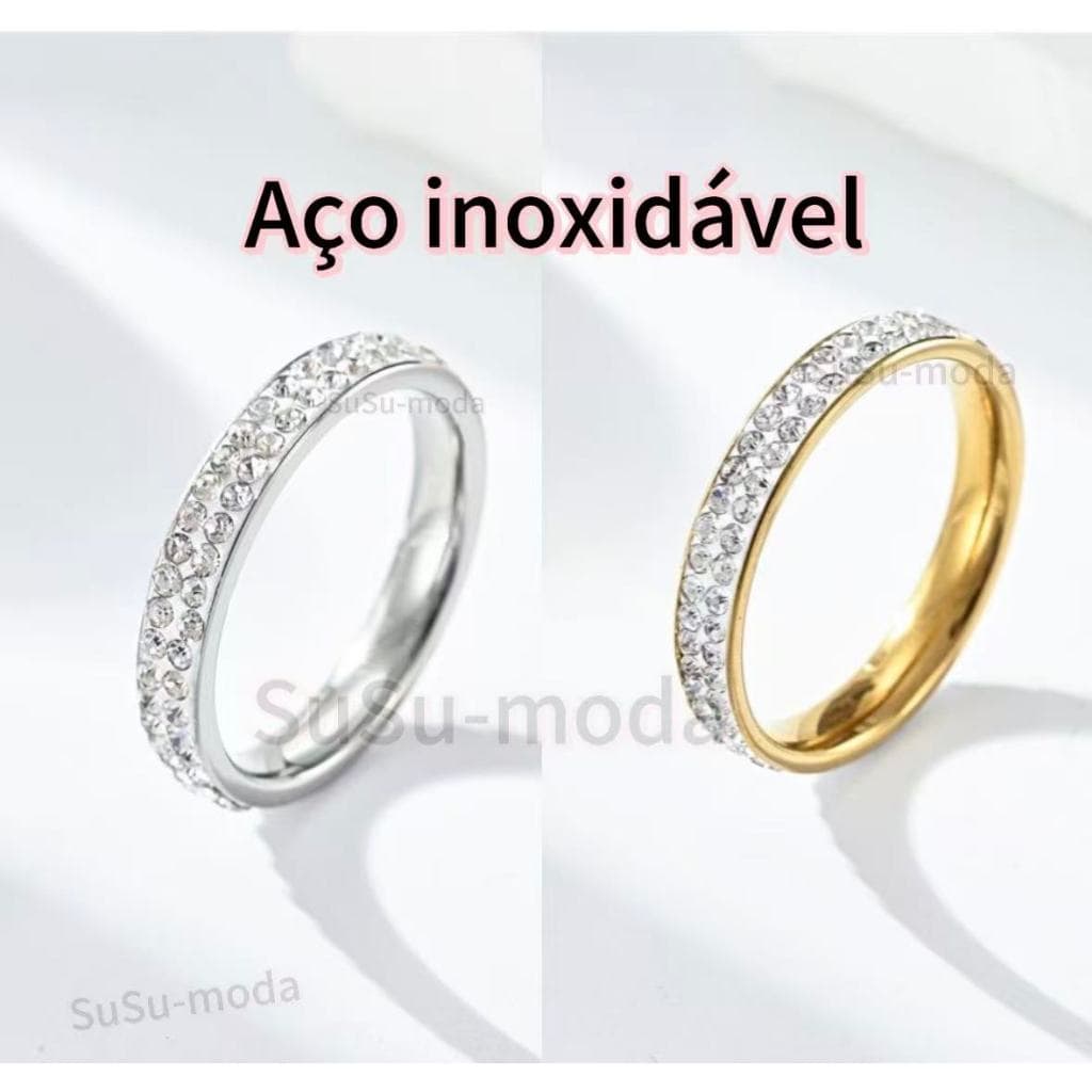 Anel Aparador Feminino 4mm em Aço Inoxidável Com Pedras Zircônias I Alta Durabilidade e Resistência I Hipoalergênico